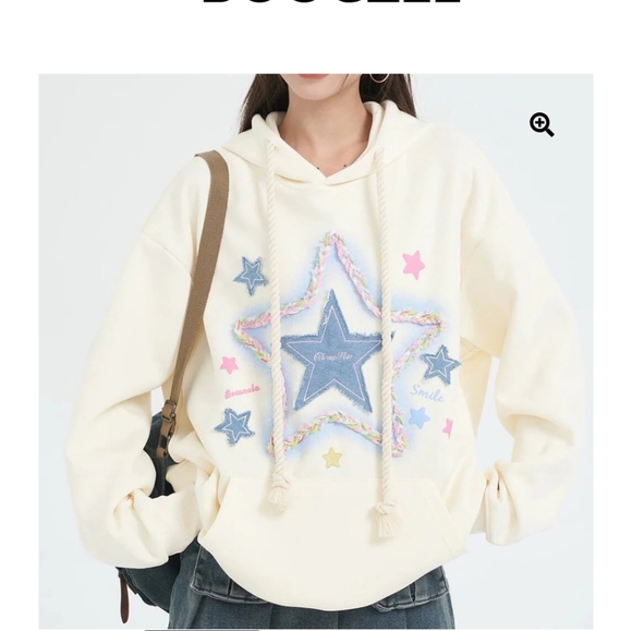 Cream Star Patch Hoodie, Pre-owned Excellent Conditions, Sz XL $37 - Picture 2 of 8